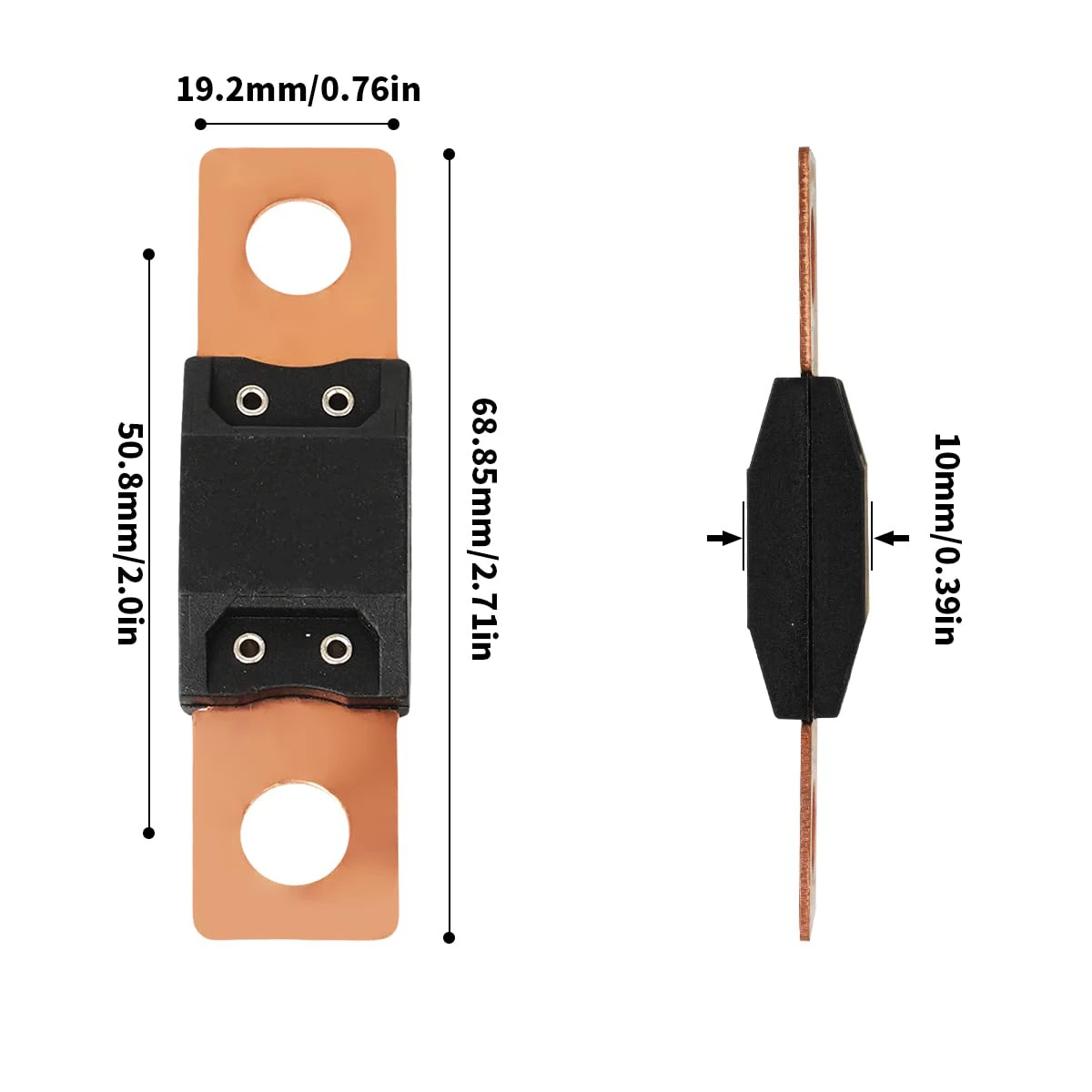2Pcs 50A/60A/100A/150A/200A MEGA Fuse High Current Bolt Mount Automotive Fuse for Cars Trucks Construction Vehicles