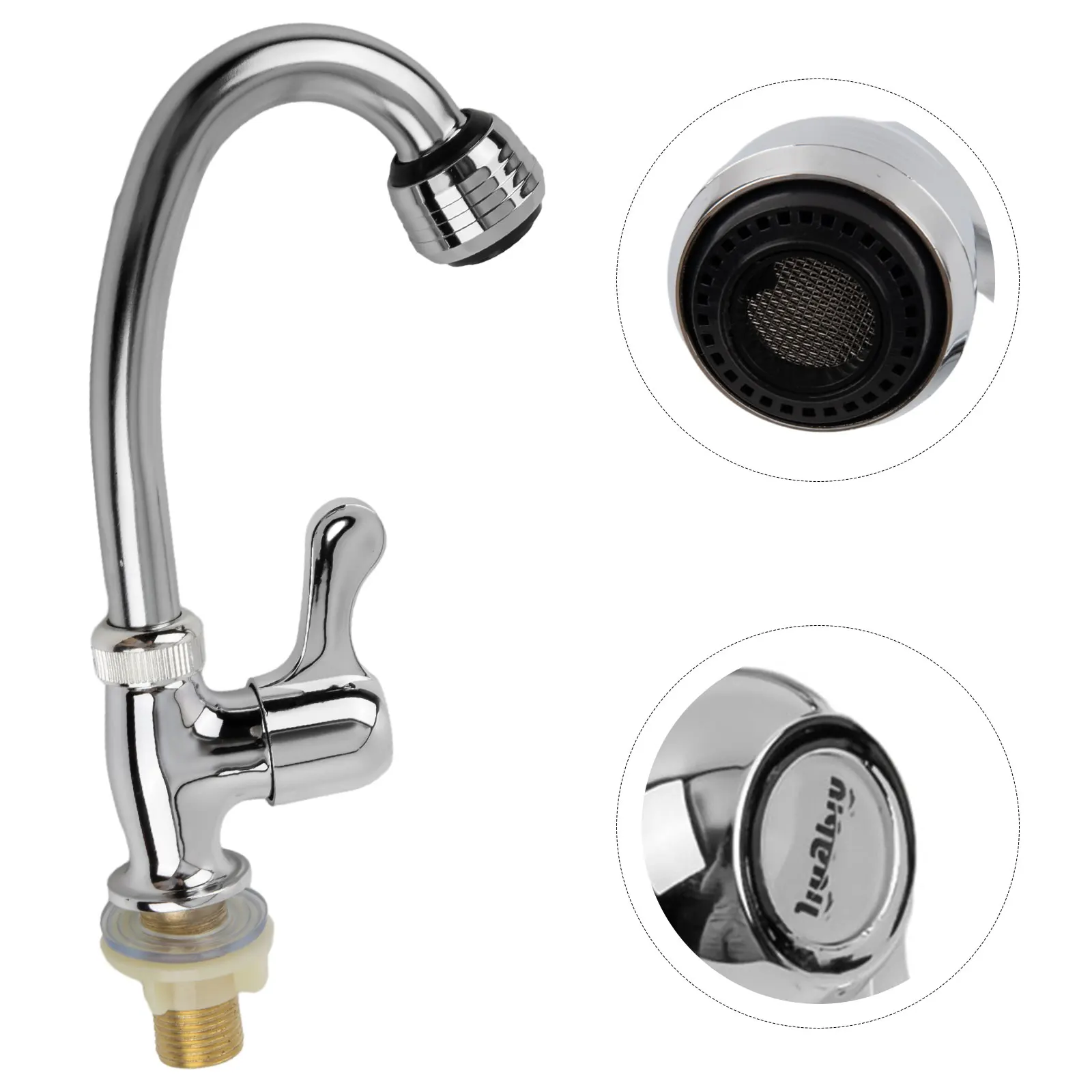 

Cold Tap Kitchen Faucet 1pc 360° Rotation Accessories Plastic Steel Silver Color Bathroom Accessories Brand New
