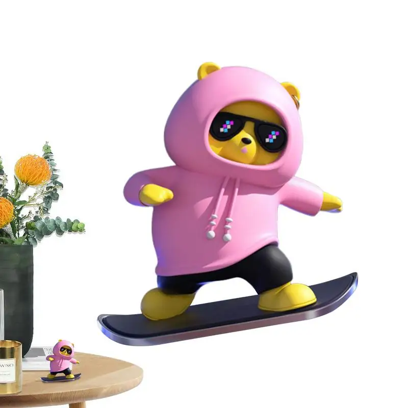 

Украшение для скейтборда, медведь, приборная панель, скейтбординг, мультяшная фигурка, настольные украшения, самоклеящиеся для кабинета, книжная полка для гостиной