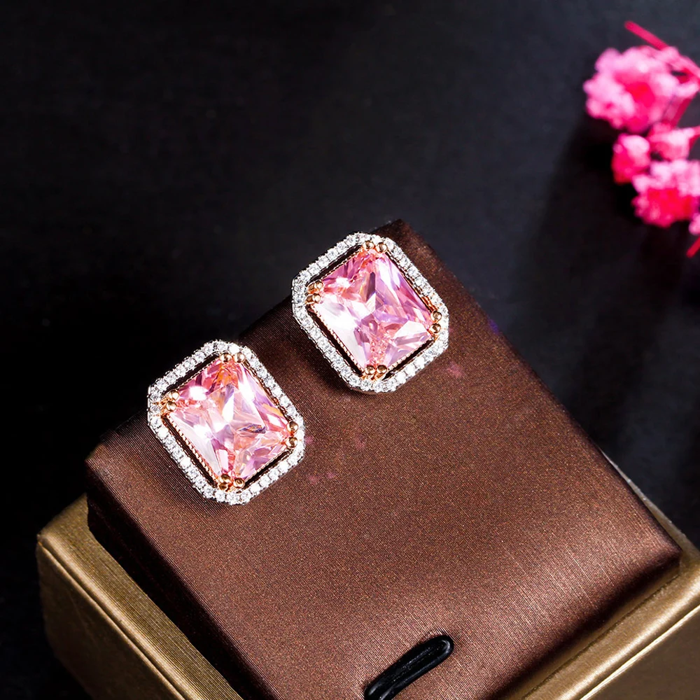 ThreeGraces Stunning Pink Cubic Zirconia Simple Big