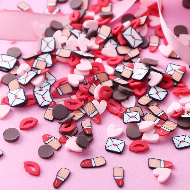 10g Valentines Mixed Polymer Clay Slices Resin Shaker Mold Filler Cute Mini  Lipstick Love Letter Shape DIY Jewelry Crafts Making - AliExpress