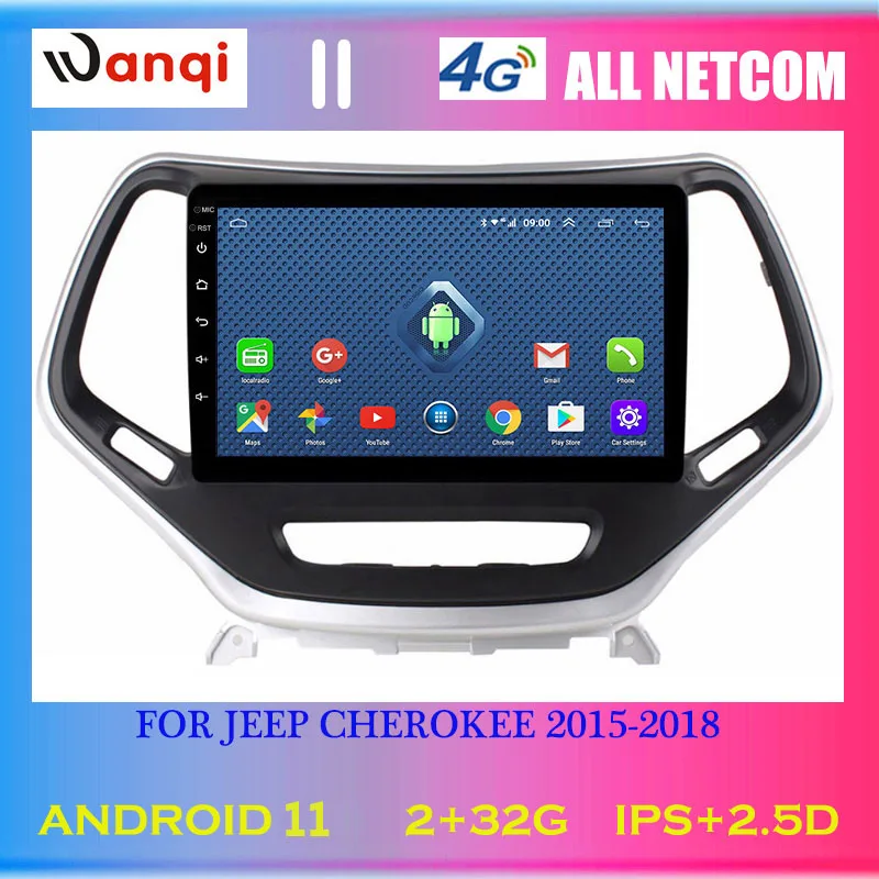 Android 11 9 inch 2+32G 4G+3G+WIFI full touch screen car gps radio music dvd for Jeep Cherokee 2015-2018 support RDS | Автомобили и