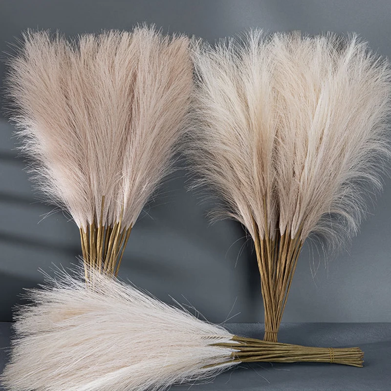 

3 Colors 45cm Fluffy Artificial Pampas Grass Bouquet Boho DIY Wedding Party Daily Fake Phragmites Decoration Photo Prop