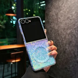 Rainbow Gradient Laser Sparkle Magnetic Charging Protective Phone Case - Galaxy Z Flip5 (Magnetic 1)