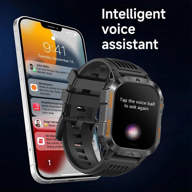 Nuovo Smartwatch 2026 con Batteria da 1200mAh, Display da 2,01 Pollici, Torcia LED, Impermeabile IP68, 100+ Modalità Sportive, Rilevamento Salute, per Uomini e Donne - immagine 6