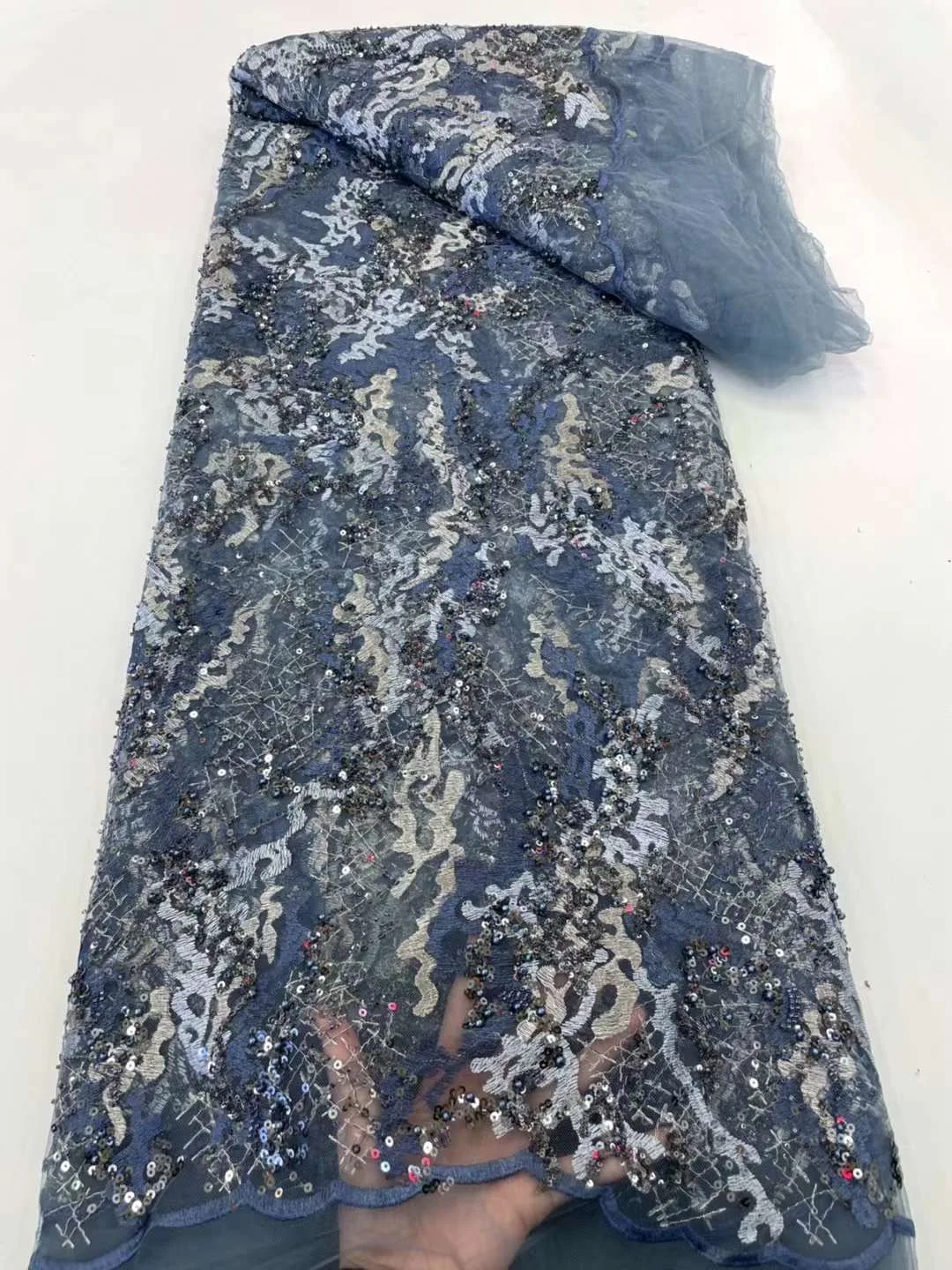 

Latest African Voile Lace Fabric 2023 High Quality French Mesh Lace Fabric With Sequin Nigerian Organza Lace Fabrics For Wedding
