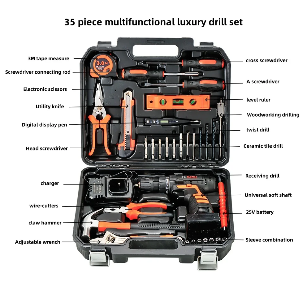 35 sets of 25V lithium batteries/multifunctional wireless drills/electric screwdrivers/home repairs/outdoor repairs/woodworking