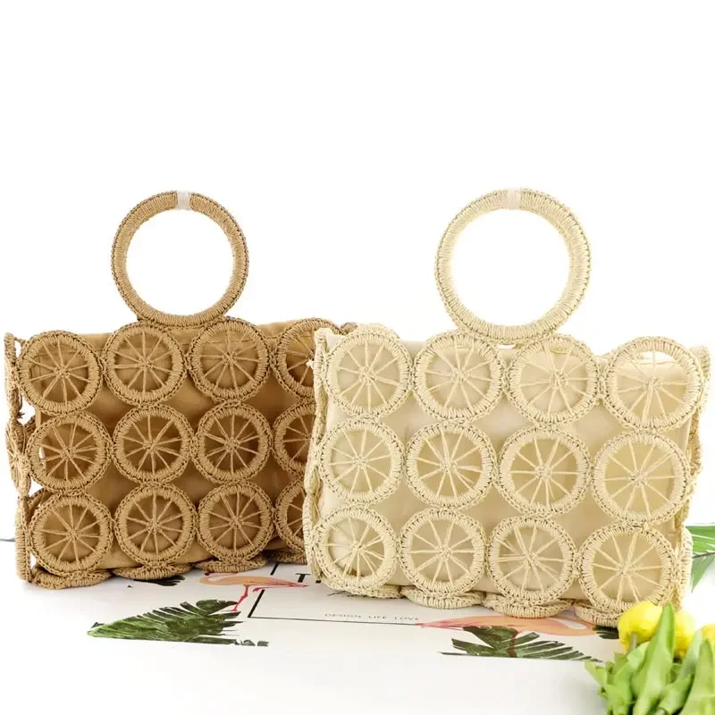 Wicker Woven Handbags for Women Rattan Hollow Straw Bags Handmade Beach Travel Shoulder Bags Casual Ladies' Purses Summer Fashio 4