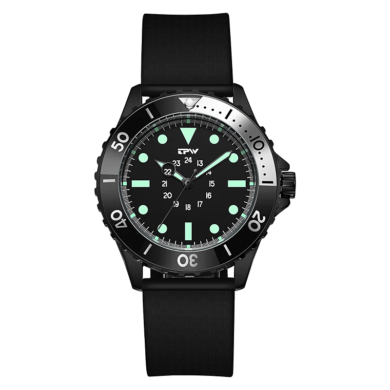 ตัวเลือกสินค้า นาฬิกาดำน้ำสไตล์ Diver 40mm 24 ชม. ขดลวดหมุนได้ สายผ้า
