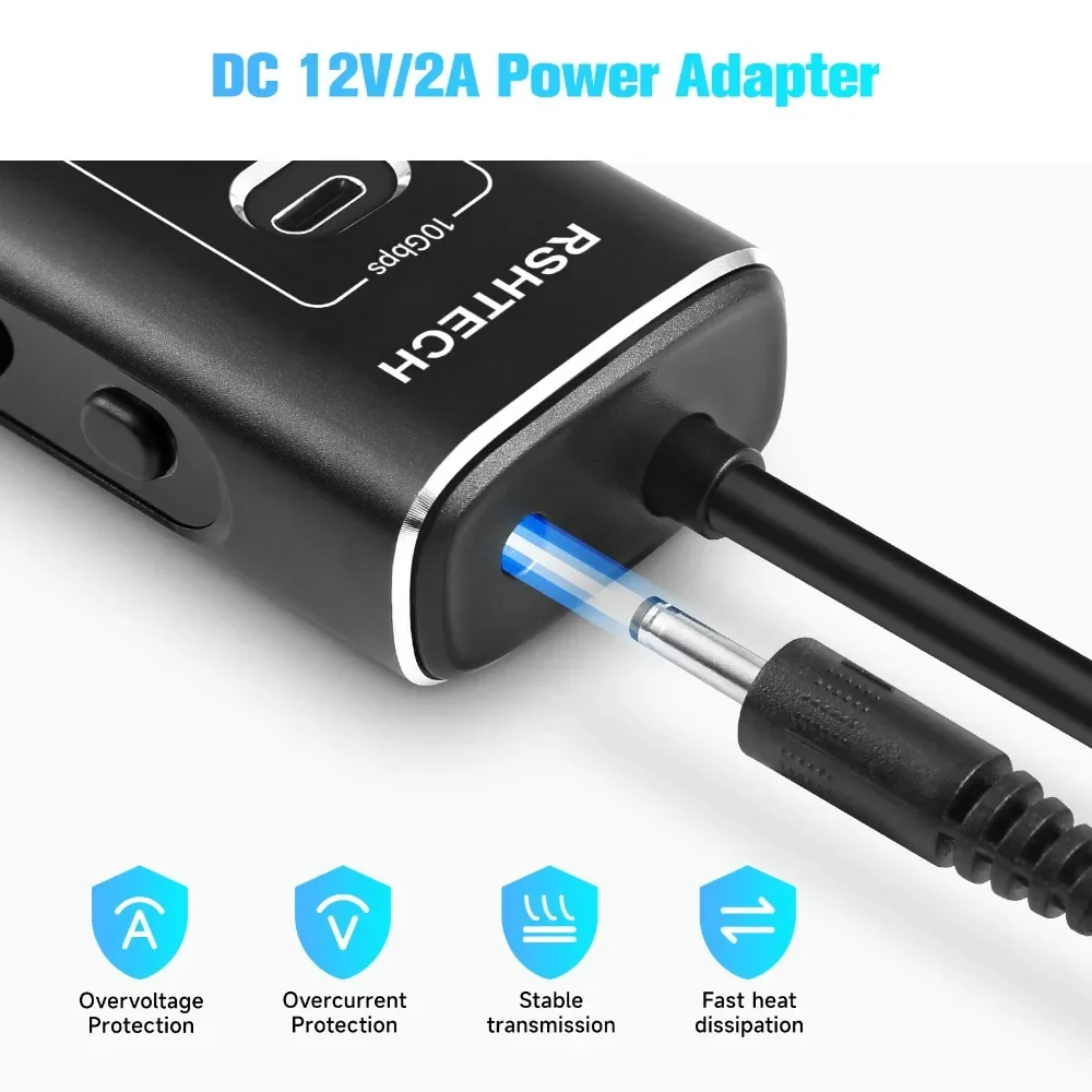 RSHTECH Powered USB Hub 7Port 10Gbps USB 3.2 Type C Individual ON/OFF Switches Adapter Aluminum USB Expander for Laptop PC 6