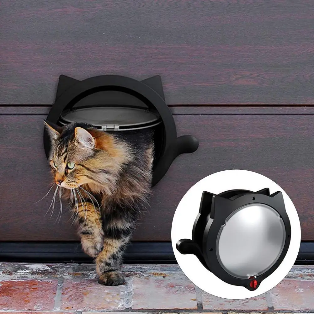 Pet Door Round Door Flap for Dog Security Doors ABS 4 Ways Modes Interior Exterior Lockable Pet Flap Locking Cover