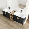 Double Sink Vanity Modern Wall Mounted Bathroom Vanity with Double Ceramic Sink Large Floating Bathroom Vanities Set 1