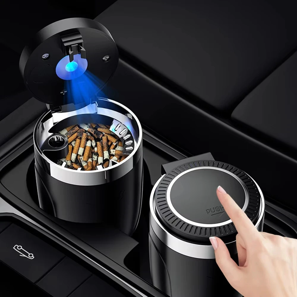 Car Ashtray Cup Lid LED Light Portable Detachable Vehicle Ashtray Holder Cigarette Interior Parts car ashtray portable ashtray