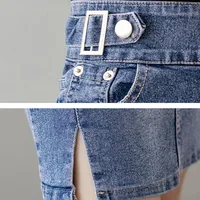 Autumn 2025 Plus Size Skirt For Women High Waist Large Size Slit Black Or Blue Jeans Skirts Korean Fashion Slim Jupe Femme - Image 5
