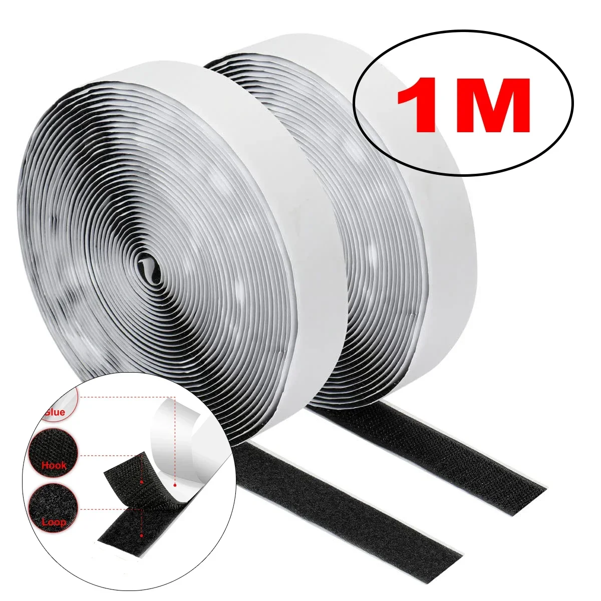 1-25m velcros auto adesivo gancho e laço fita prendedor casa diy torneira mágica auto adesivo cola forte adesivos adesivo cinta