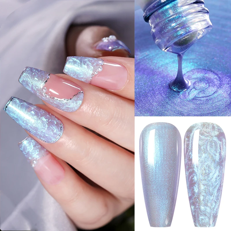 BORN PRETTY Pearl White Blue Shell Thread Nail Gel Polish UV Soak Off Gel Varnish Glass Magnetic DIY Nail Art Gel For Manicure