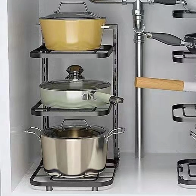 

Sink Shelf Pot Rack Under Cabinet Storage Organizer Frying Pan Rice Cooker Holder Home Kitchen Supplies