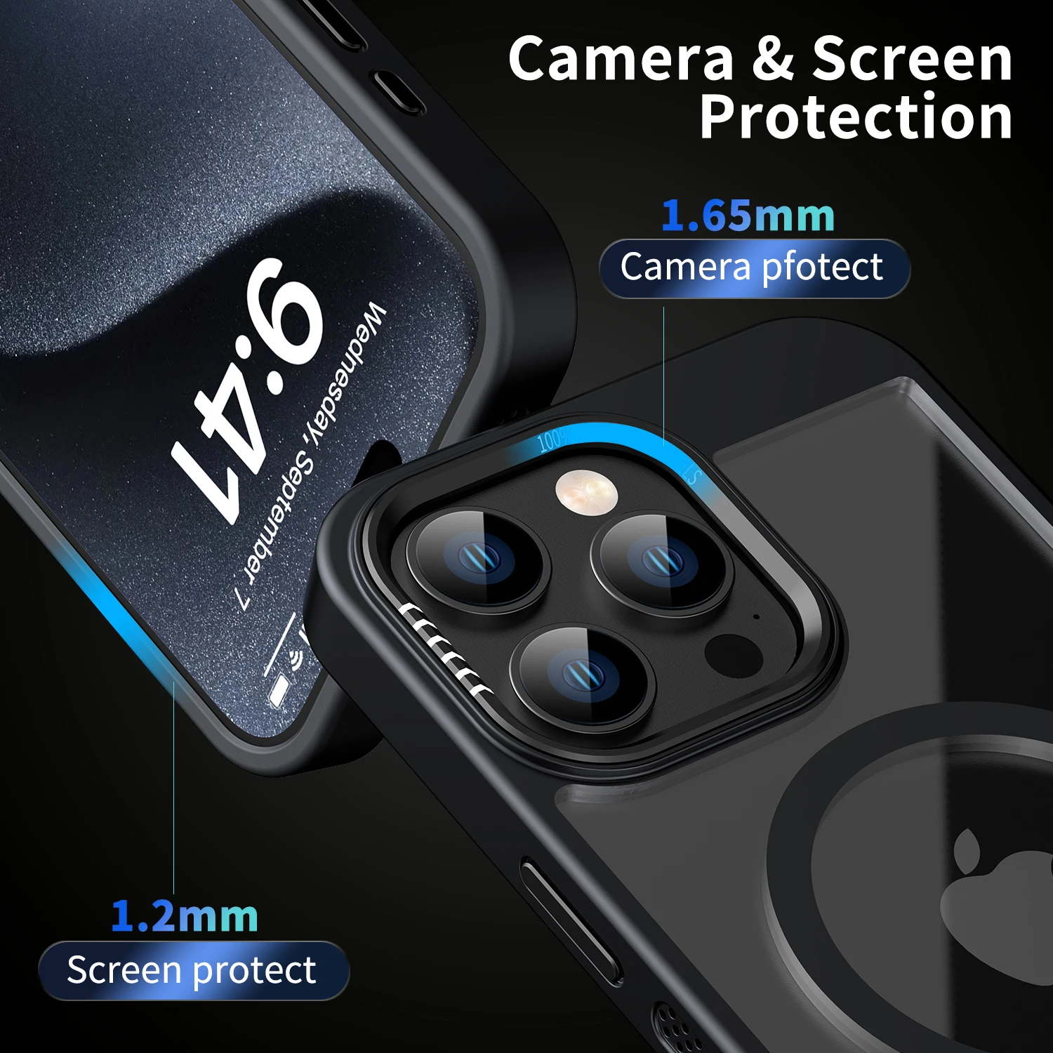 Premium Magnetic Metal Frame Bumper Protection Case with Magsafe Compatibility and Translucent Acrylic Design