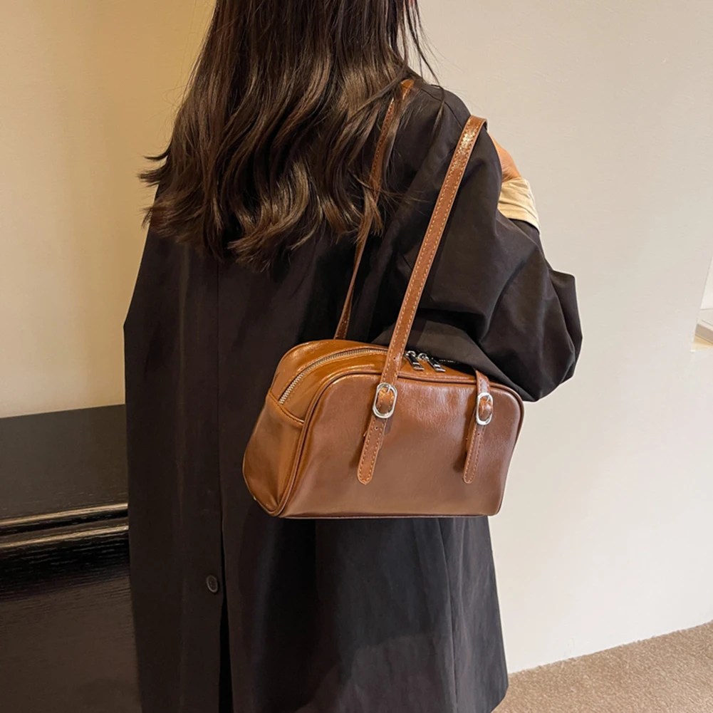 バッグ Leather Boston Bag with Soup Acce MoreFarther Mini Boston Crossbody Bags for Women, Top Handle