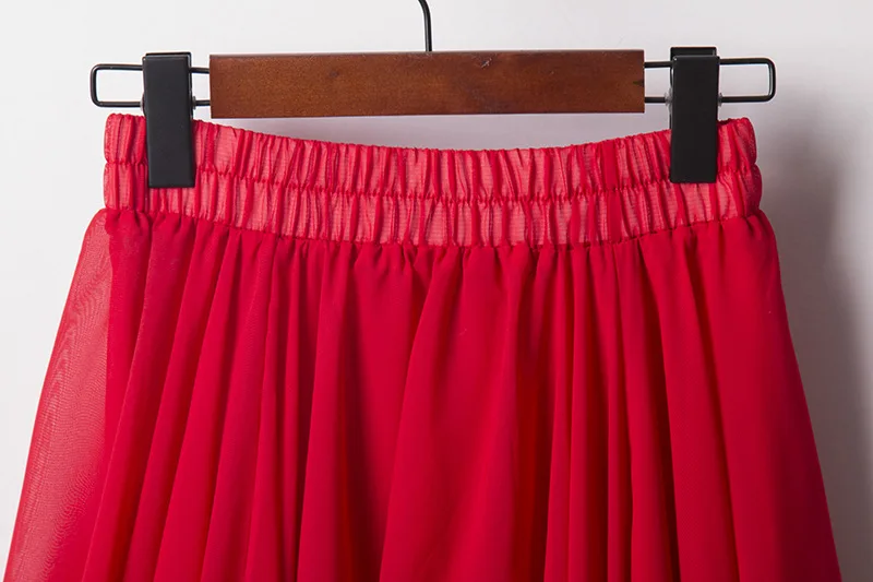 80-100cm Length 720 Degrees Big Swing Double Layer Chiffon Skirt Women Beach Summer Long Maxi Skirt Faldas Mujer wrap skirt