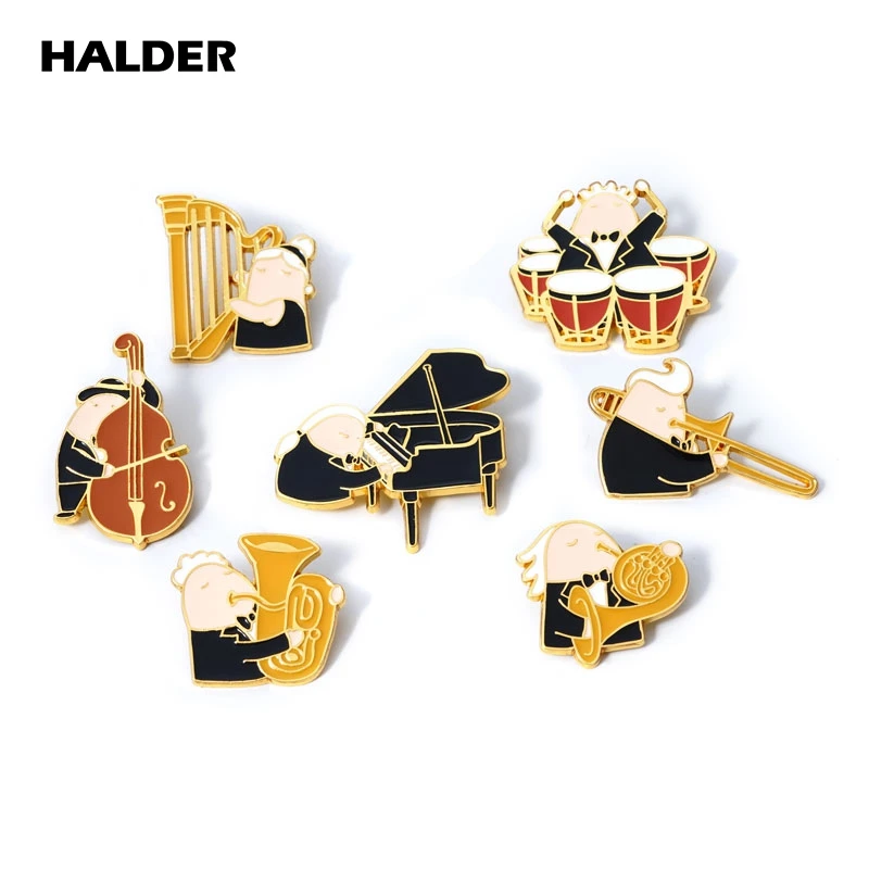 HALDERMusicalInstrumentsEnamelPinPianoFrenchHornHarpTube