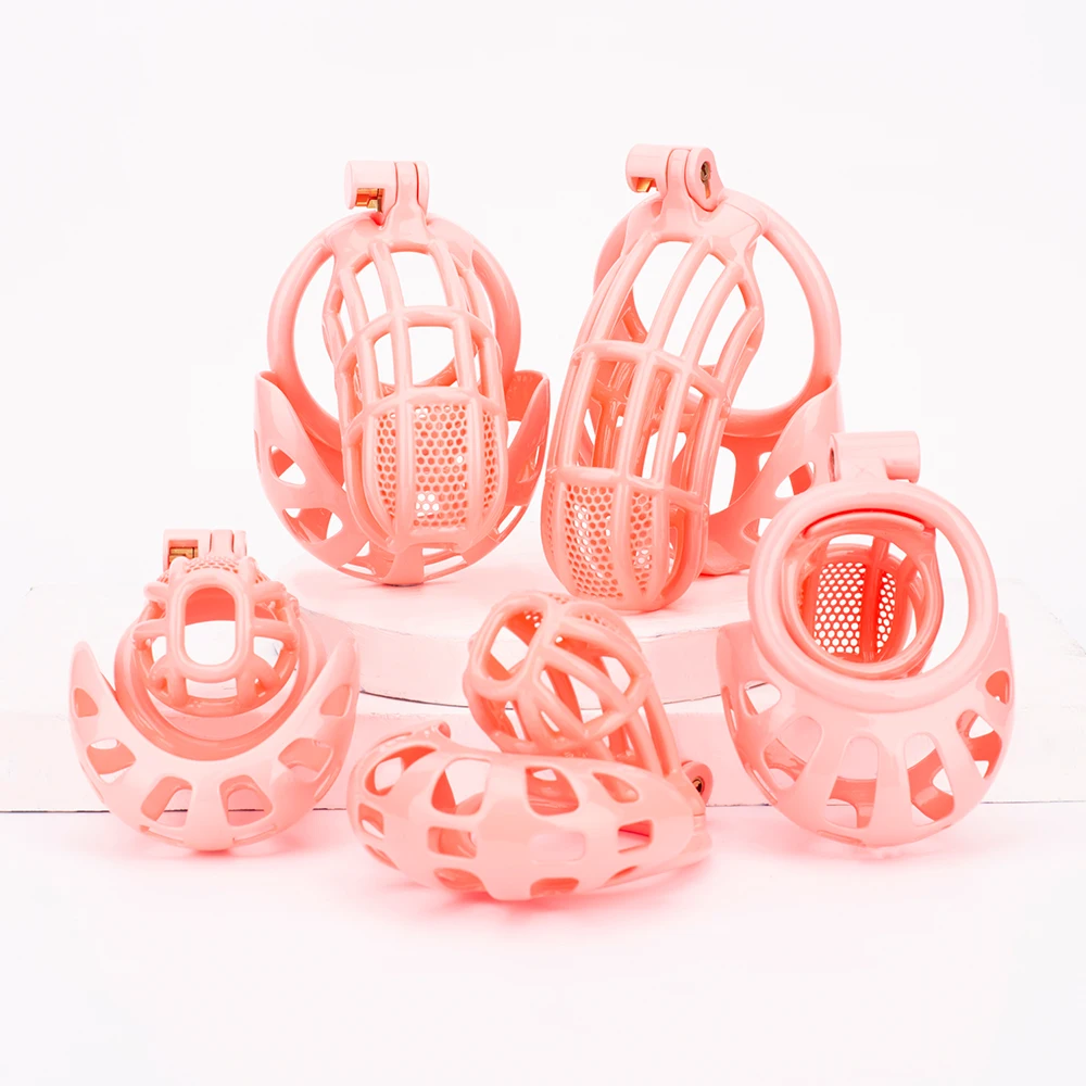 

New Pink Honeycomb Ball Cock Cage Lightweight Sissy Male Shell Chastity Cage Penis Lock Chastity Device BDSM Sex Toys For Men