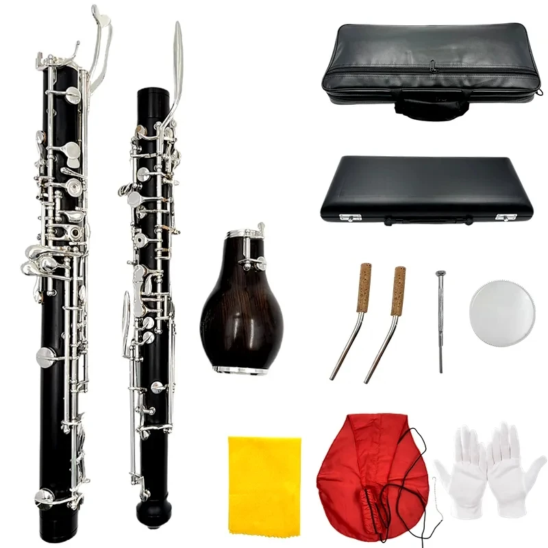 

English horn composite wood F key Alto Oboe Solid wood ,Silver-plated Keys Woodwind cloth plush velvet lined