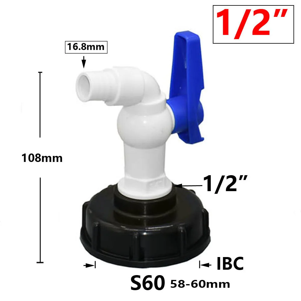Tank Tap Adapter Valve S60X6 Coarse Thread Garden Quick Connect Faucet 1/2 3/4