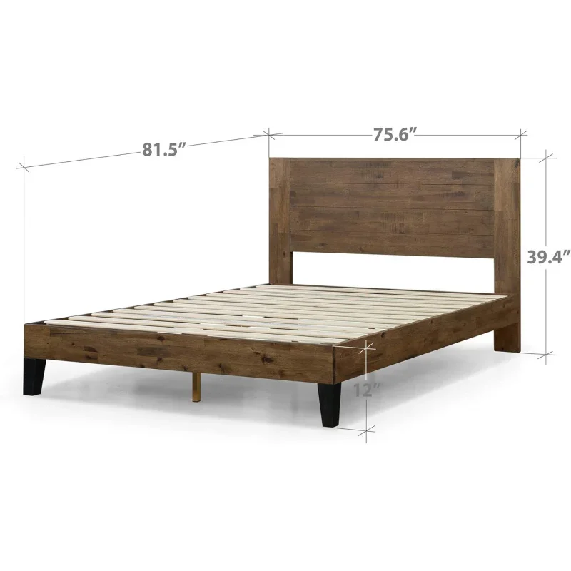 ZINUS Tonja Wood Platform Bed Frame with Headboard /Foundation with Wooden Slat Support / No Box Spring Needed / Easy