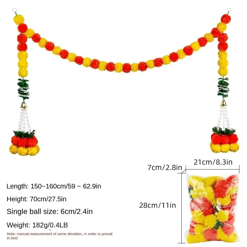 Künstliche Ringelblumengirlande mit langen Strängen ​ ​ Indian Décor Pooja Diwali Fiesta Pooja Ringelblumen ​ ​ Veranstaltungsdekor biegbar ​ ​ – Detail 5