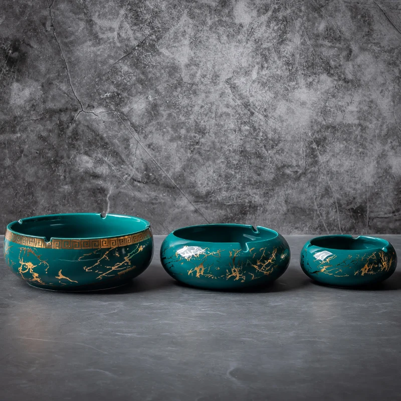 Ceramic Ashtray Marble Pattern Ceramic Ashtray with Cover Anti-fly Ash Sealed Ashtray Round Storage Ornaments Home Living Room Decoration Modern ceramic ashtray