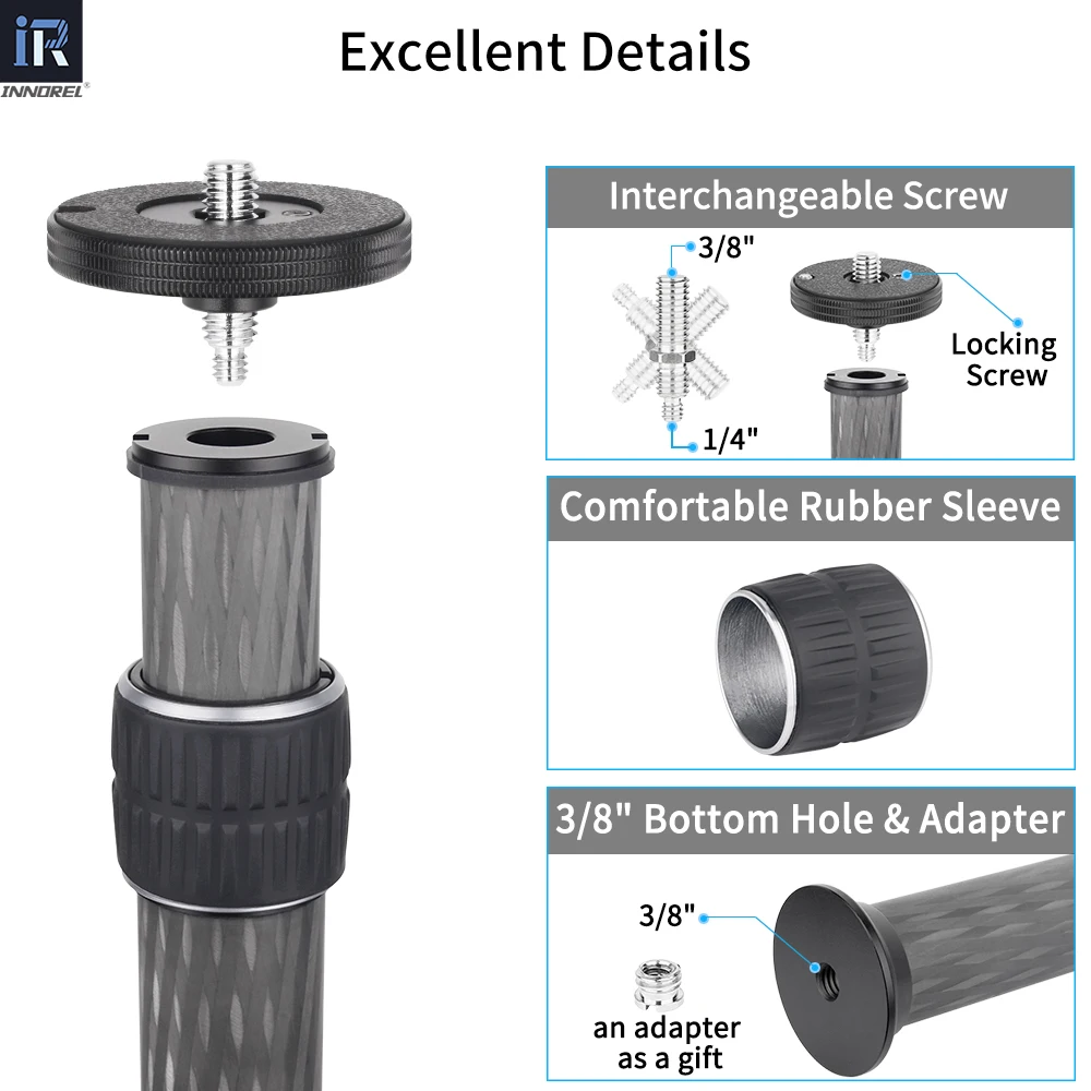 ER362C/ER402C Mid-Column Extension Pole Universal 10 Layers Carbon Fiber Tripod Center Column for Tripod Monopod DSLR Camera tripod extension rod