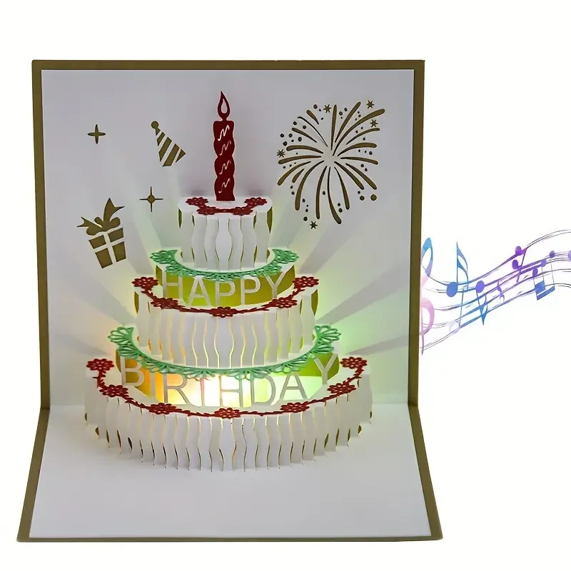 Musical greeting cards 3D Pop Up Gift Card with Led Music Gift Cards with Envelope Wedding Decorations for Tables