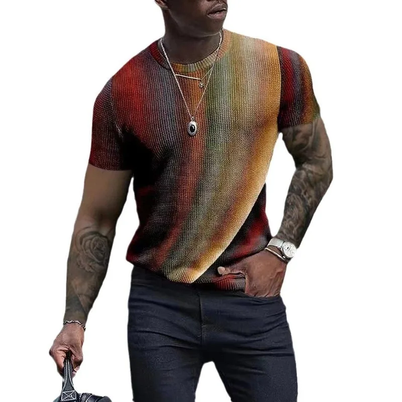 

T-shirt Men's Summer European and American Personalized Printing Slim Fit Round Neck Short Sleeve Fashion