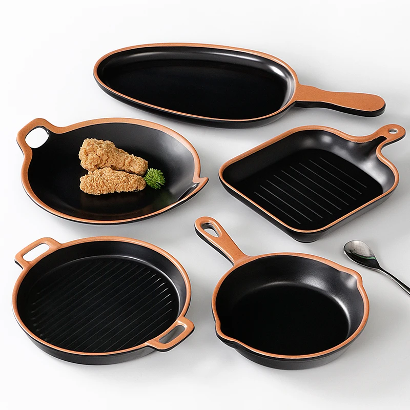 Plastic Tableware Plates Commercial Catering Restaurants Creative Dish Plates Plastic Handle