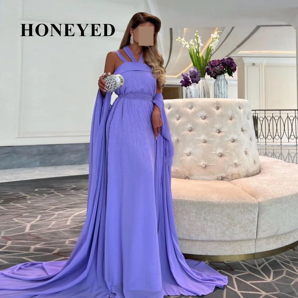 

Honeyed Lavender Evening Dresses Pearls Long A Line Formal Abendkleider Dubai Vestidos De Fiesta Elegantes Para Mujer 2023