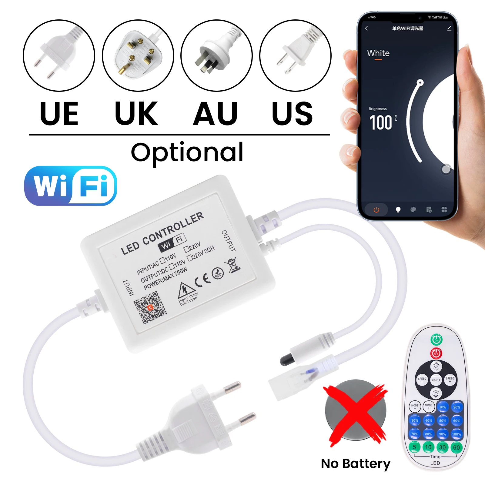 Tuya Wifi Led Dimmer AC110V 220V 10 มม.PCB WW NW CW COB แถบ Led เดี่ยวสี Controller บลูทูธ/แผงสัมผัส/รีโมทคอนโทรล Dimmer 1