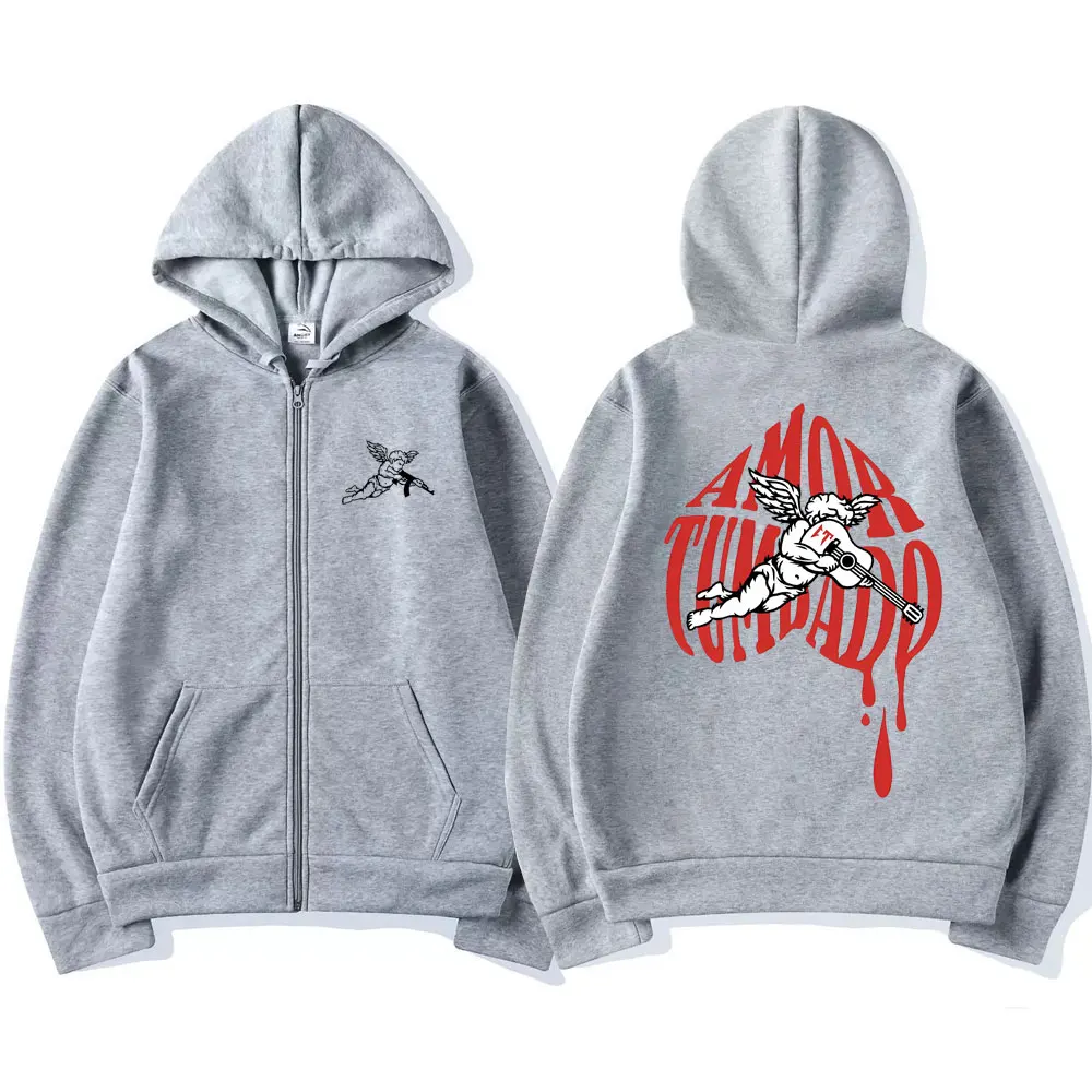 Singer Natanael Cano Amor Tumbado Zipper Hoodie Corridos Tumbados Zip Up Jacket Casual Streetwear Men Women Hip Hop Cool Hoodies