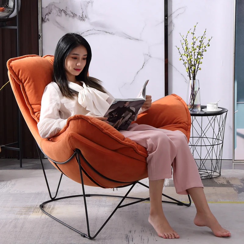 

Orange Back Rest Chairs Luxury Creative Indoor Nook Restaurant Nordic Reading Chair Living Room Poltrona Luxo Designer Furniture