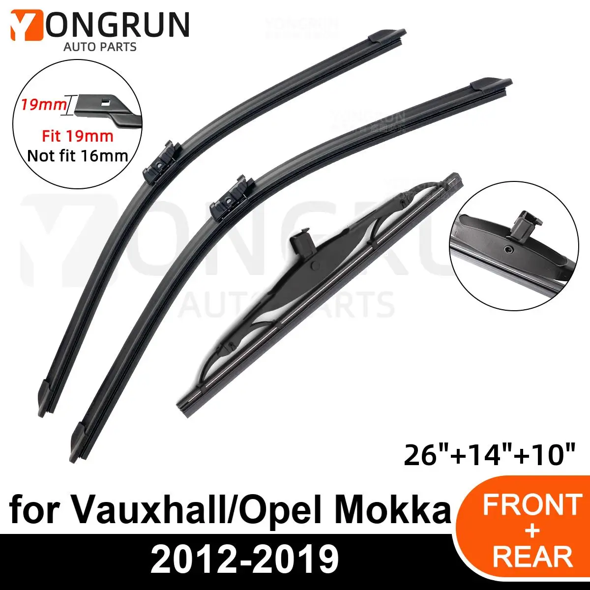 3PCS Auto Wischer für Vauxhall/Opel Mokka 2012-2019 Vorne Hinten Windschutzscheibe Vier Jahreszeiten langlebig Zubehör