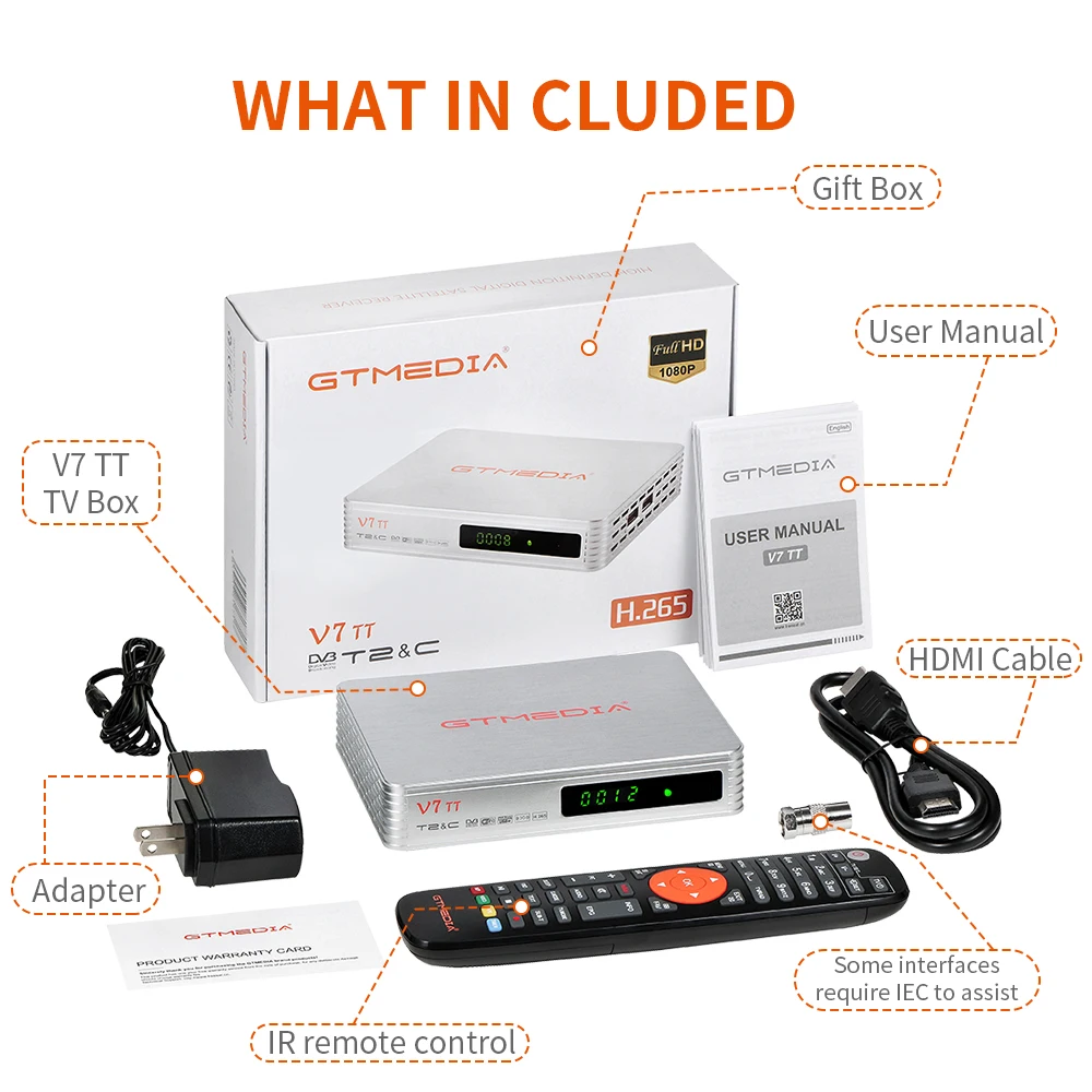 Receptor de Satélite Terrestre Gtmedia v7 tt Dvb-t t2 Dvb-c J.83b Receptor de Sinal H.265 Hevc 10bit Usb Pvr Pronto Ccam 1080p hd - Image 2