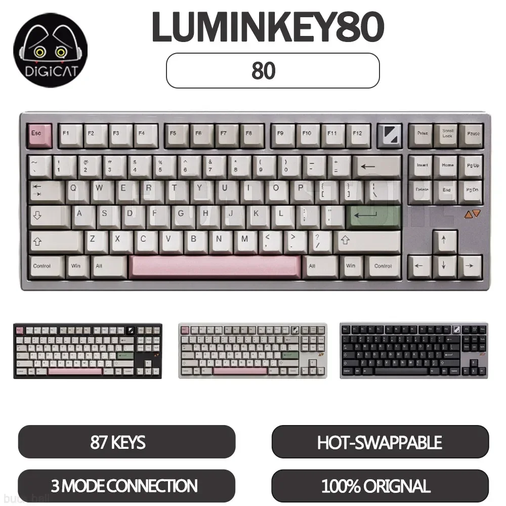 

Luminkey80 Gamer Mechanical Keyboard Gasket Hot Swap Keycaps PBT 3 Mode Wireless Keyboard RGB Backlit Customize Gaming Keyboard