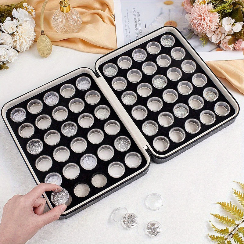 Transparent Gemstone Gem Jar Display Box Loose Diamond Jewelry Storage Carrying Case Nail Gem Stones Holder Organizer Container