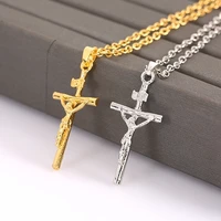 Fashion Religious Christian God Cross Crucifix Pendant Necklace for Men Women Jesus Link Chain Wholesale Jewelry Gifts