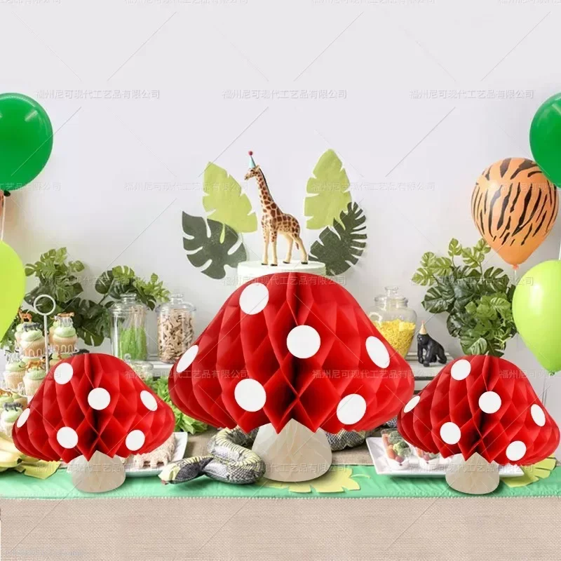 Fungo A Nido D'Ape Palla Woodland Animal Party Decoration Paper Flower Ball Bambini Adulti Happy Jungle Safari Birthday Party Decor