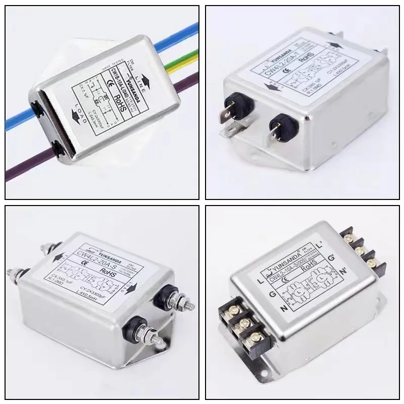 전원 EMI 필터 CW4L2-10A-T/S CW4L2-6A-T/S CW4L2-20A-T/S 단상 AC 115V / 250V 20A 50/60H..