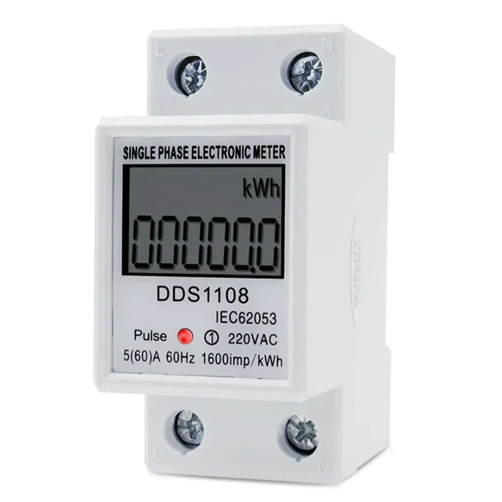 Durable LCD Single Phase Electric Energy Meter KWH AC Digital WattHour Meter 220V 60A Flame Retardant Material