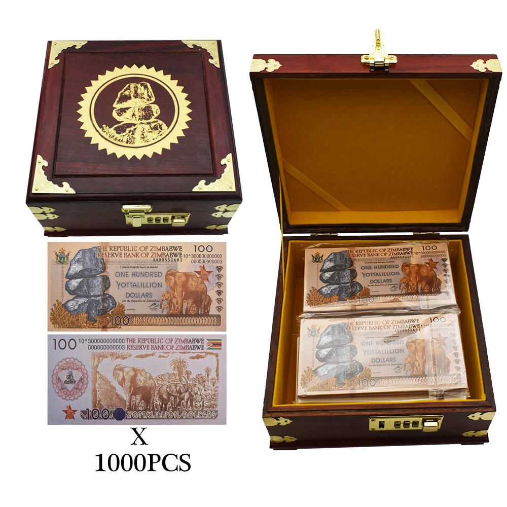 100pcs Zimbabwe Gold Banknote One Hundred Yottalillion Dollars Zimbabwe  Elephant Banknote For Nice Gift - Gold Banknotes - AliExpress