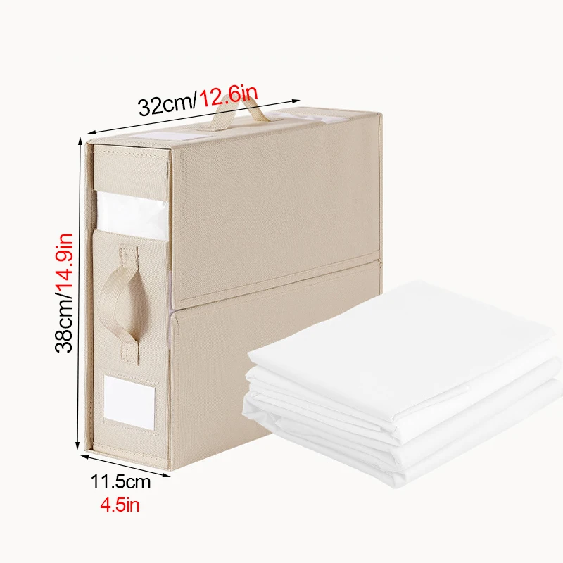 Bed Sheet Set Storage Box with Handle Fabric Visual Window Zipper Divider Blanket Sorting Box Large Capacity Bedding Storage Box 4