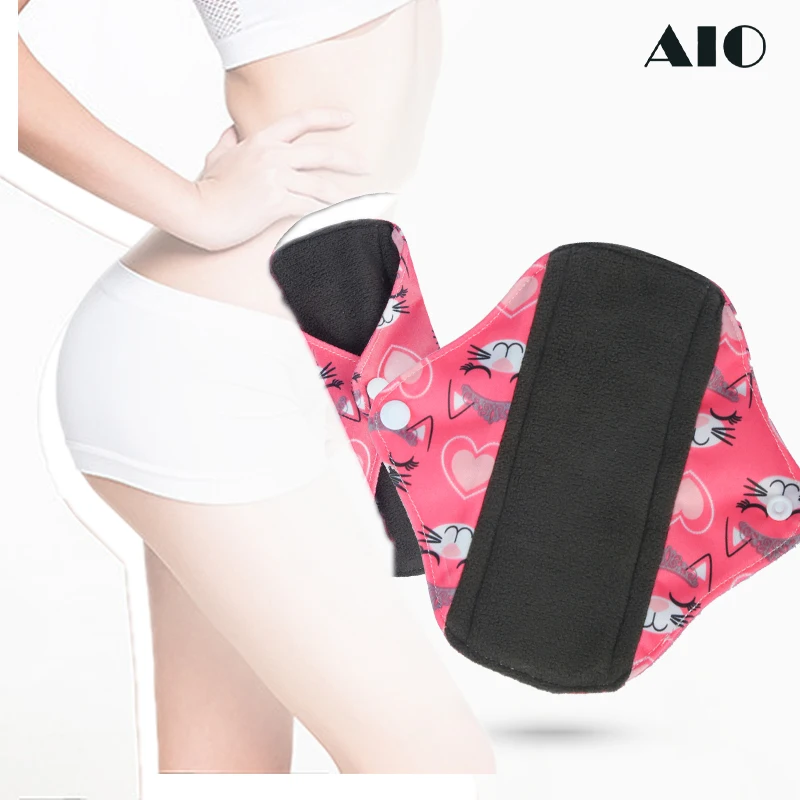 AIO 18*18cm Heavy Flow Reusable Menstrual Pad Waterproof PUL Feminine Hygiene Panty Liner Polar Fleece Washable Sanitary Napkin